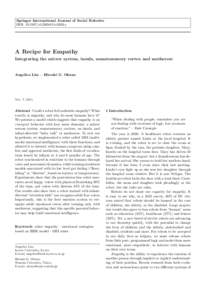Springer International Journal of Social Robotics DOI: s12369y A Recipe for Empathy Integrating the mirror system, insula, somatosensory cortex and motherese