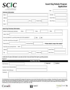 Guard Dog Rebate Program Application Date Customer Information Name