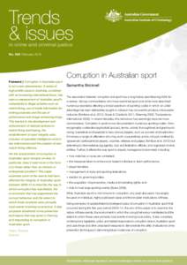 Trends & issues in crime and criminal justice No. 490 February[removed]Corruption in Australian sport