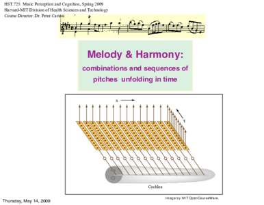 HST.725: Music Perception and Cognition, Spring 2009 Harvard-MIT Division of Health Sciences and Technology Course Director: Dr. Peter Cariani Melody & Harmony: combinations and sequences of
