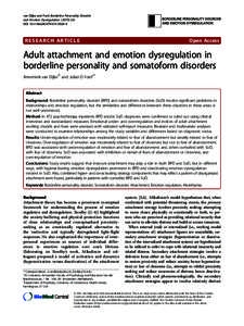 Adult attachment and emotion dysregulation in borderline personality and somatoform disorders
