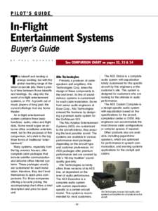 PILOT’S GUIDE  In-Flight Entertainment Systems Buyer’s Guide B y