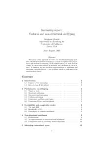 Internship report: Uniform and non-structural subtyping Stéphane Glondu supervised by Zhendong Su University of California Davis, USA