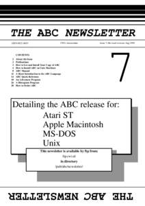 THE ABC NEWSLETTER ISSNCWI, Amsterdam  CONTENTS