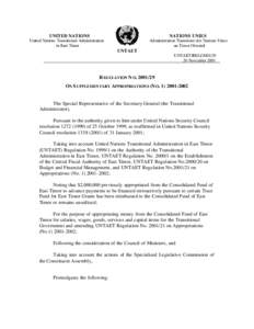 UNITED NATIONS  NATIONS UNIES United Nations Transitional Administration in East Timor