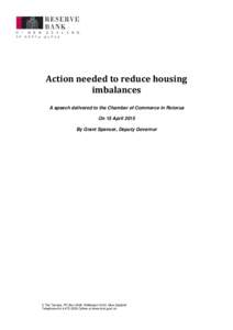 Action needed to reduce housing imbalances - Grant Spencer, 15 April 2015