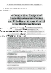 36 International Journal of Information Security and Privacy, 7(3), 36-52, July-SeptemberA Comparative Analysis of Chain-Based Access Control and Role-Based Access Control in the Healthcare Domain