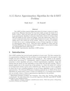 A 2.5 Factor Approximation Algorithm for the k-MST Problem Sunil Arya∗ H. Ramesh†