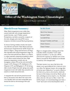 Office of the Washington State Climatologist April 2018 Report and Outlook April 4, 2018 March Event Summary
