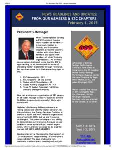 For Members Only: ESC February Newsletter NEWS HEADLINES AND UPDATES: FROM OUR MEMBERS & ESC CHAPTERS 