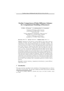 Nonlinear Analysis: Modelling and Control, 2009, Vol. 14, No. 4, 419–433  Further Comparisons of Finite Difference Schemes for Computational Modelling of Biosensors∗ D. Britz1 , R. Baronas2,3 , E. Gaidamauskait˙e2 ,