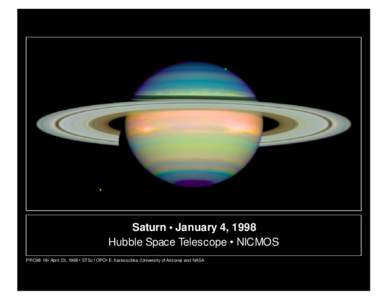 Saturn •January 4, 1998 Hubble Space Telescope •NICMOS PRC98-18•April 23, 1998 •STScI OPO•E.Karkoschka (University of Arizona) and NASA For Release:April 23, 1998 PHOTO NO.: STScI-PRC98-18