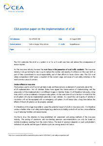 CEA position paper on the implementation of eCall  CEA reference: