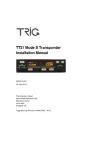 TT31 Transponder Installation Manual