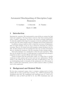 Automated Benchmarking of Description Logic Reasoners T. Gardiner I. Horrocks