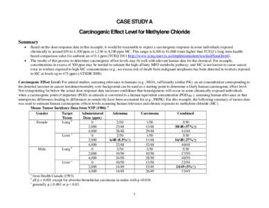 CASE STUDY A Carcinogenic Effect Level for Methylene Chloride Summary  