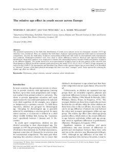 Journal of Sports Sciences, June 2005; 23(6): 629 – 636  The relative age effect in youth soccer across Europe