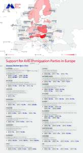 Map - Support for Anti-Immigration Parties in Europe  - General Election Seats Won 2