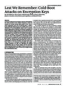 BitLocker Drive Encryption / FileVault / Cold boot attack / Advanced Encryption Standard / TrueCrypt / Dynamic random-access memory / Data remanence / Computer memory / Key / Cryptography / Disk encryption / Cryptographic software