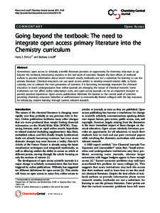 Pence and Losoff Chemistry Central Journal 2011, 5:18 http://journal.chemistrycentral.com/contentCOMMENTARY  Open Access