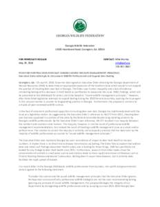Georgia Wildlife FederationHazelbrand Road, Covington, GAFOR IMMEDIATE RELEASE May 29, 2018
