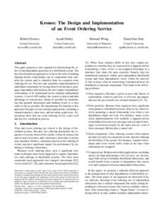 Kronos: The Design and Implementation of an Event Ordering Service Robert Escriva Ayush Dubey
