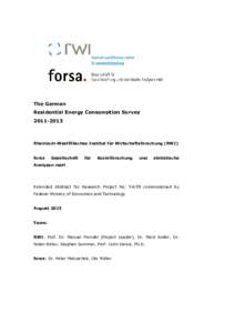 The German Residential Energy Consumption SurveyRheinisch-Westfälisches Institut für Wirtschaftsforschung (RWI) forsa