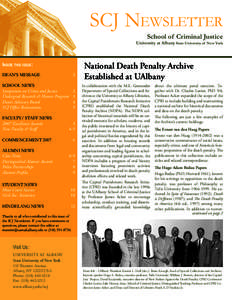 SCJ Newsletter  School of Criminal Justice University at Albany State University of New York