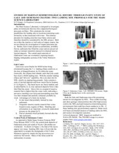 STUDIES OF MARTIAN SEDIMENTOLOGICAL HISTORY THROUGH IN-SITU STUDY OF GALE AND OUDEMANS CRATERS: TWO LANDING SITE PROPOSALS FOR THE MARS SCIENCE LABORATORY N.T. Bridges, Jet Propulsion Laboratory, 4800 Oak Grove Dr., Pasa