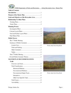 FNSB Department of Parks and Recreation  Isberg Recreation Area - Master Plan Table of Contents Introduction.......................................................................1