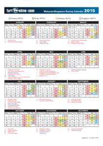 Malaysia/Singapore Racing Calendar  Penang (PNTC) Perak (PRTC)