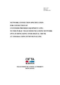 HKTA 2017 ISSUE 04 OCTOBER 2010 NETWORK CONNECTION SPECIFICATION FOR CONNECTION OF