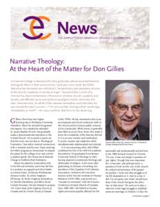 the newsletter of emmanuel college – autumn[removed]Narrative Theology: At the Heart of the Matter for Don Gillies  G