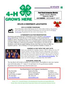 Post Rock Extension District Jewell, Lincoln, Mitchell, Osborne, Smith 4-H NEWS - DECEMBER 2017