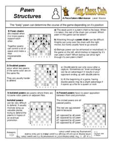 Pawn Structures p  A PieceTakers Mini-lesson Level: Novice