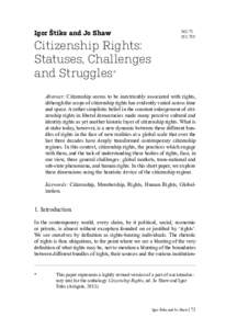 Igor Štiks and Jo Shaw  Citizenship Rights: Statuses, Challenges and Struggles*