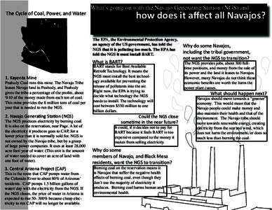 The Cycle of Coal, Power, and Water 2. What’s going on with the Navajo Generating Station (NGS) and  how does it aﬀect all Navajos?