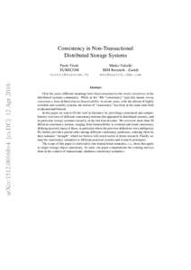 Consistency in Non-Transactional Distributed Storage Systems arXiv:1512.00168v4 [cs.DC] 12 AprPaolo Viotti