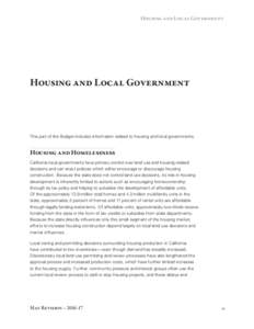 Housing and Local Government  Housing and Local Government This part of the Budget includes information related to housing and local governments.