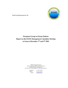 EGOS Technical Document NoEuropean Group on Ocean Stations Report on the EGOS Management Committee Meeting in Geneva December 3rd and 4th 2002
