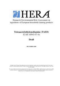 Human & Environmental Risk Assessment on ingredients of European household cleaning products Tetraacetylethylenediamine (TAED) (CASDraft
