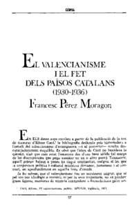 El valencianisme i el fet del Països Catalans[removed]Francesc Pérez Moragon