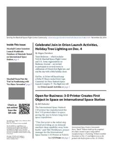 Manned spacecraft / Materials International Space Station Experiment / Marshall Space Flight Center / DIRECT / Orion / NASA / Space Launch System / Space Shuttle / Spaceflight / Space technology / Human spaceflight