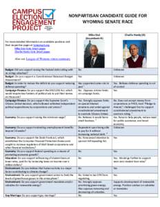 NONPARTISAN CANDIDATE GUIDE FOR WYOMING SENATE RACE Mike Enzi (Incumbent-R)  Charlie Hardy (D)