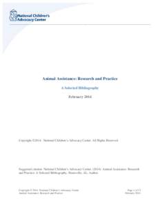 ____________________________________________________________________________________________________________  Animal Assistance: Research and Practice A Selected Bibliography February 2014