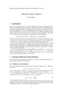 Hausdorff Institute of Mathematics, Summer School (September 21–25, Discrete Convex Analysis∗ Kazuo Murota  1