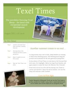 Texel Times The newsletter featuring Texel Sheep – the breed with exceptional muscle development August 2011, v.8, no.4