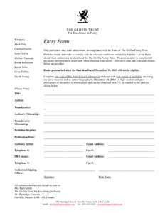 The Griffin Poetry Prize Entry Form