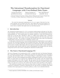 The Intensional Transformation for Functional Languages with User-Defined Data Types 1 2  Georgios Fourtounis1,∗