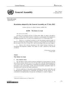 A/RES*  United Nations Distr.: General 11 September 2012